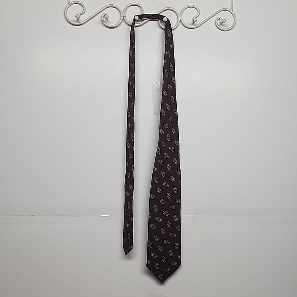 Giorgio Armani Cravatte 100% silk tie. Made in Italy. Burgundy & Yellow - Picture 4 of 7